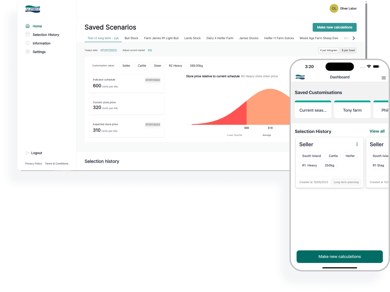 dashboard feature mockup with web app and mobile app image